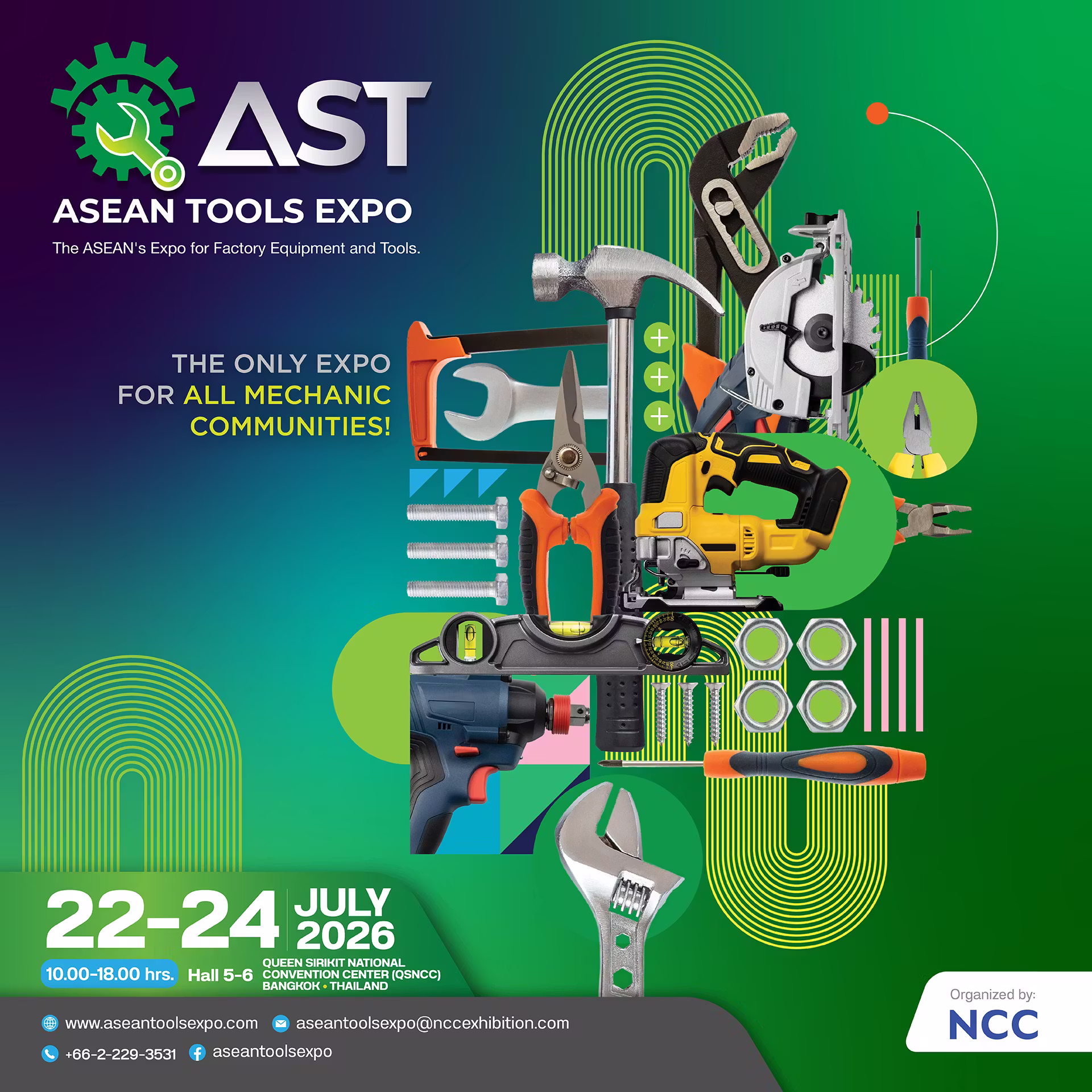 ASEAN Tools Expo – the central platform for innovations in hand tools and hardware, factory equipment, electrical equipment, safety equipment, tools and consumables, as well as industrial solutions. It is widely recognized as a leading trade fair in the ASEAN region, under the slogan “The Only Expo for All Mechanic Communities!!” The event brings together entrepreneurs and buyers from both domestic and international markets to connect with new partners through business matching programs, seminars, product showcases, and other activities.