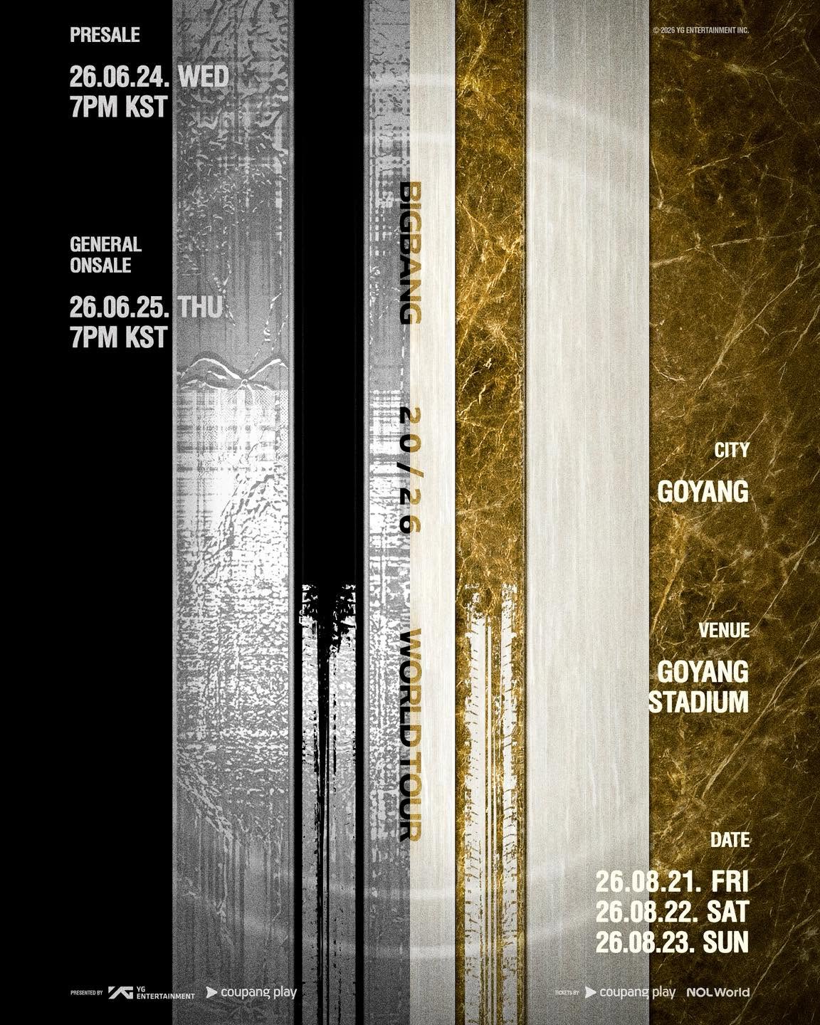 BIGBANG is bringing their 20TH ANNIVERSARY World Tour to Bangkok on Saturday, November 7, 2026 at Rajamangala National Stadium.