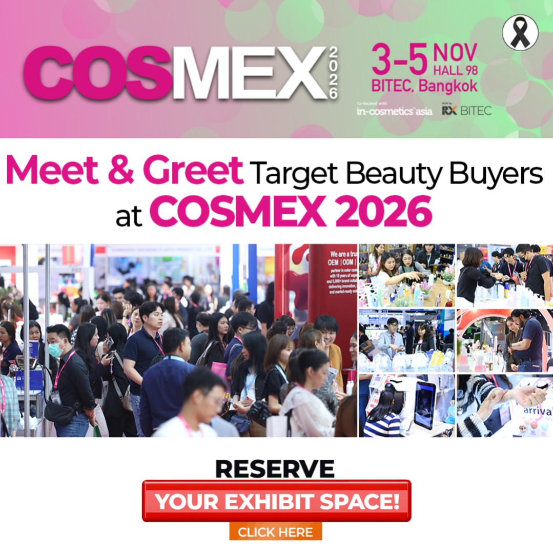 RX BITEC, the organizer of COSMEX 2025, would like to thank every beauty professional and every exhibitor for joining us in highlighting Thailand's potential as the regionâs hub of beauty business. Thailand has charmed the global beauty industry with rich natural ingredients, internationally certified OEMs/ODMs, robust logistics infrastructure, and a market that's keen on the latest trends. This latest edition concluded with 24,032 participants from both within Thailand and overseas, an 8% increase from 2024, underlining the strength of the Thai beauty industry and the importance of COSMEX as a showcase of innovations and technology, a networking hub, and a platform for exchanging ideas to drive business and inspire collaboration among different sectors. We look forward to working with you again at COSMEX 2026 for an even more vibrant and inclusive community for beauty professionals from November 3-5, 2026, at BITEC, Bangkok!