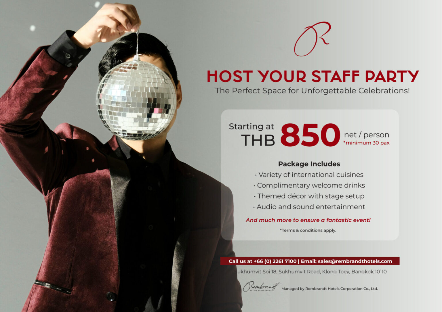 Staff party at Rembrandt Hotel Bangkok near Sukhumvit, BTS, MRT