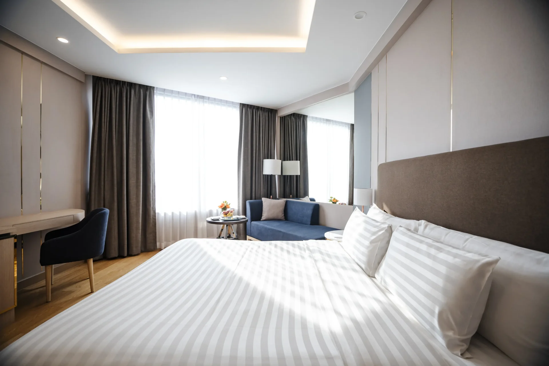 Comfortable and well-appointed hotel room in Bangkok designed for a restful stay