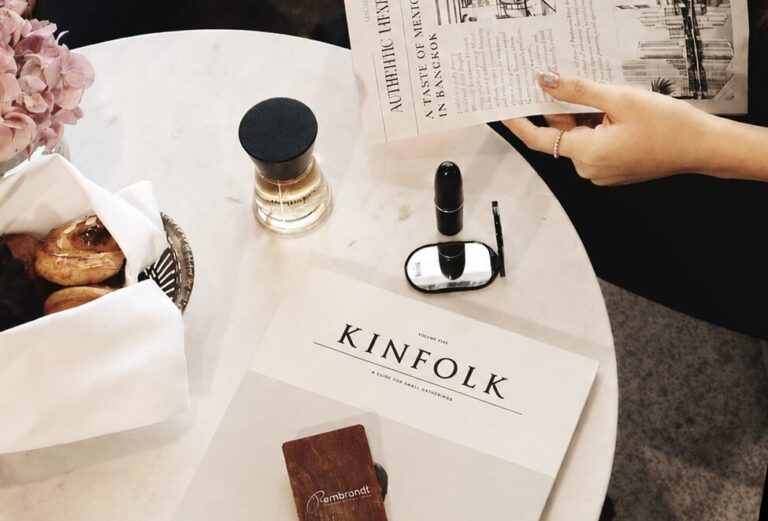 Stylish morning setup with coffee and curated lifestyle details
